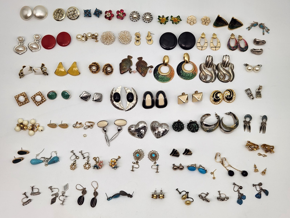 Vintage To Now Bulk Earring Lot Wear Resell 61 Pairs
